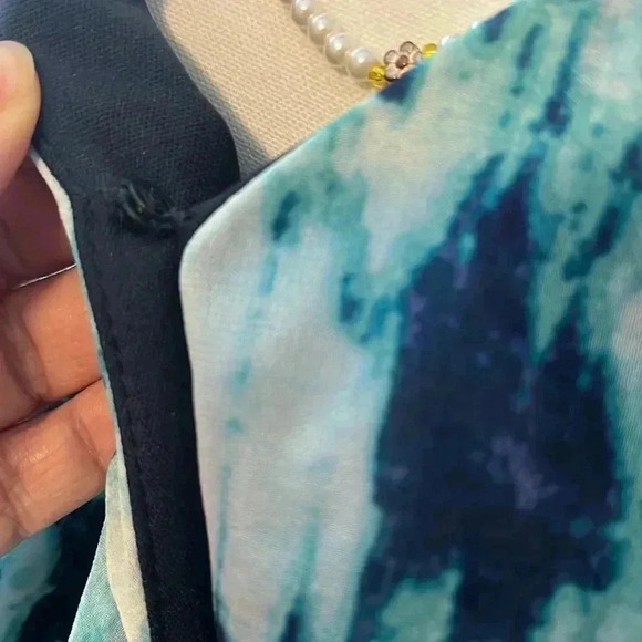 [3XL/24]MichelStudio Collection Blue Tie Dye  Sleeveless MIDI Dress - Picture 3 of 11